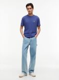 Blue Tricou Cu Guler Rotund Tommy Badge  Barbati