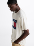 Beige Flag Badge Relaxed T-Shirt  Men