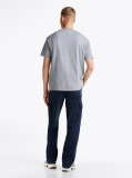 Gri Tricou Relaxat Badge Steag  Barbati