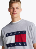 Gri Tricou Relaxat Badge Steag  Barbati