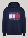 Blue Hanorac Relaxat Cu Gluga Tommy Flag Badge Mélange  Barbati