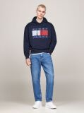 Blue Hanorac Relaxat Cu Gluga Tommy Flag Badge Mélange  Barbati