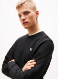Negru Bluza Cu Guler Rotund Si Emblema Tonala Tommy  Barbati
