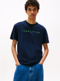 Blue Tricou Regular Cu Logo Brodat  Barbati