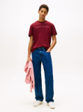 Rosu Tricou Regular Cu Logo Brodat  Barbati