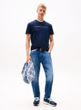 Blue Tricou Regular Cu Logo Brodat  Barbati