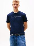 Blue Tricou Regular Cu Logo Brodat  Barbati