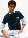 Blue Tricou Slim Cu Logo Tonal  Barbati