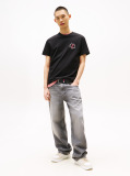 Negru Tricou Regular Mic Cu Motif  Barbati