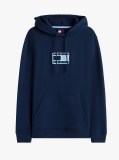 Blue Hanorac Cu Snur Si Logo Tonal  Barbati