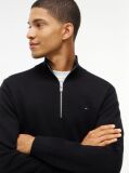 Black Tommy Flag Lightweight Slim Quarter-Zip Jumper  Men
