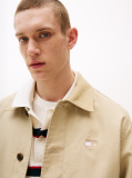 Khaki Boxy Jacheta Cu Croiala Si Logo Tonal  Barbati