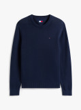 Blue Pulover Slim Cu Guler Rotund  Barbati