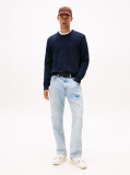 Blue Pulover Slim Cu Guler Rotund  Barbati