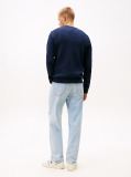 Blue Pulover Slim Cu Guler Rotund  Barbati