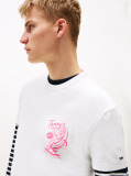 Alb Tricou Cu Guler Rotund Si Grafica Pe Spate  Barbati