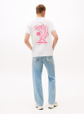 Alb Tricou Cu Guler Rotund Si Grafica Pe Spate  Barbati