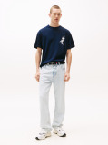 Blue Tricou Lejer Cu Grafica Si Logo Pe Spate  Barbati