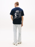 Blue Tricou Lejer Cu Grafica Si Logo Pe Spate  Barbati