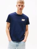 Blue Tricou Slim Cu Logo In Stil Bubble  Barbati