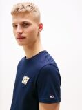 Blue Tricou Slim Cu Logo In Stil Bubble  Barbati