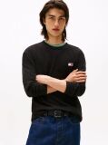 Negru Tricou Cu Maneca Lunga Si Emblema Tonala Tommy  Barbati