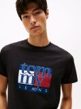 Negru Tricou Slim Cu Print Flag  Barbati