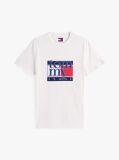 Alb Tricou Slim Cu Print Flag  Barbati