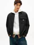 Black Oversized Fit Zip-Thru Corduroy Padded Overshirt  Men