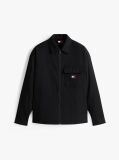 Black Oversized Fit Zip-Thru Corduroy Padded Overshirt  Men