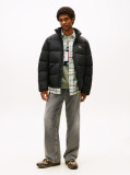 Negru Geaca Puffer Relaxata Hidrofuga Cu Textura Crinkle  Barbati