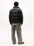 Negru Geaca Puffer Relaxata Hidrofuga Cu Textura Crinkle  Barbati