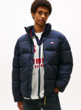 Blue Water Repellent Crinkle Relaxed Puffer Jacket  Men