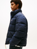Blue Water Repellent Crinkle Relaxed Puffer Jacket  Men