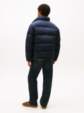 Blue Water Repellent Crinkle Relaxed Puffer Jacket  Men