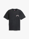 Negru Tricou Relaxat Cu Guler Rotund Si Print Pe Spate  Barbati