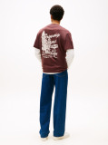 Maro Tricou Relaxat Cu Guler Rotund Si Print Pe Spate  Barbati