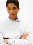 Grey 90S Washed Tonal Crest Crew Sweatshirt  Men