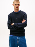 Blue Pulover Slim Cu Maneca Raglan Si Logo Liniar  Barbati