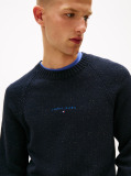 Blue Pulover Slim Cu Maneca Raglan Si Logo Liniar  Barbati