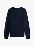 Blue Pulover Slim Cu Maneca Raglan Si Logo Liniar  Barbati