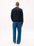 Blue Pulover Slim Cu Maneca Raglan Si Logo Liniar  Barbati