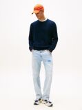Blue Pulover Slim Tricotat Cu Model Cable Si Emblema Tommy  Barbati