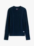 Blue Pulover Slim Tricotat Cu Model Cable Si Emblema Tommy  Barbati