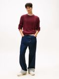 Red Tommy Badge Cable Knit Slim Jumper  Men