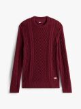 Red Tommy Badge Cable Knit Slim Jumper  Men