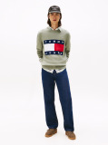 Verde Pulover Melange Cu Emblema Flag Intarsia  Barbati