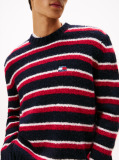 Multi Pulover Cu Dungi Si Emblema Tommy Din Lana Alpaca  Barbati