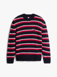 Multi Pulover Cu Dungi Si Emblema Tommy Din Lana Alpaca  Barbati