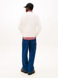 White Intarsia Logo Crew Neck Jumper  Men